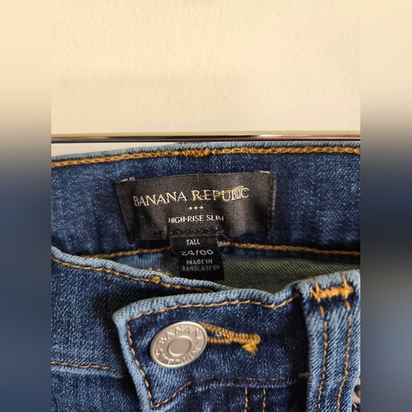 NWOT, Banana Republic, High Rise Slim Raw Hem Jeans, Medium Wash, 24/00 Long - Picture 7 of 7